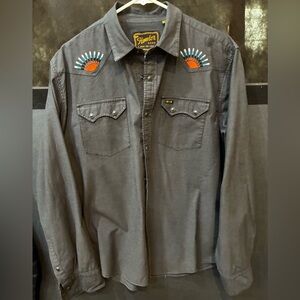 Howler Brothers Dark Gray Shirt with Yellow Accents